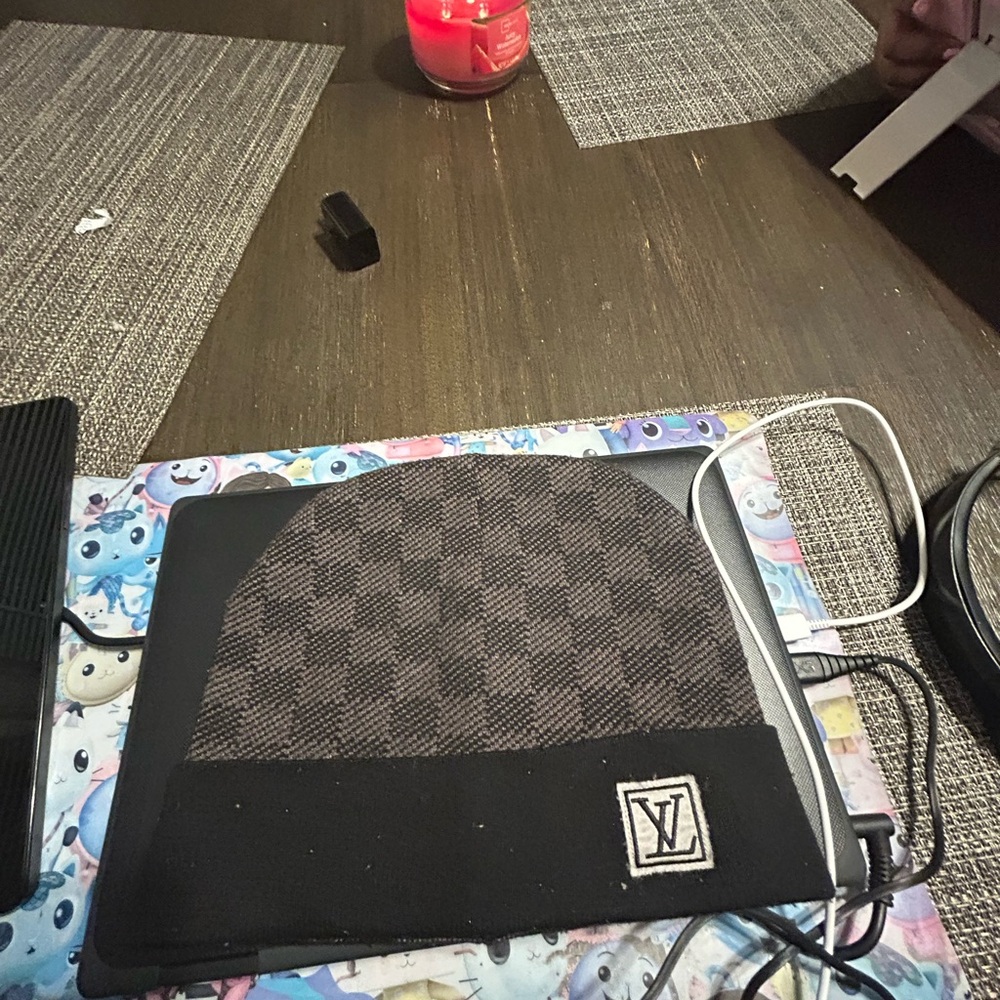 Louis Vuitton Black and Brown Checkered Beanie